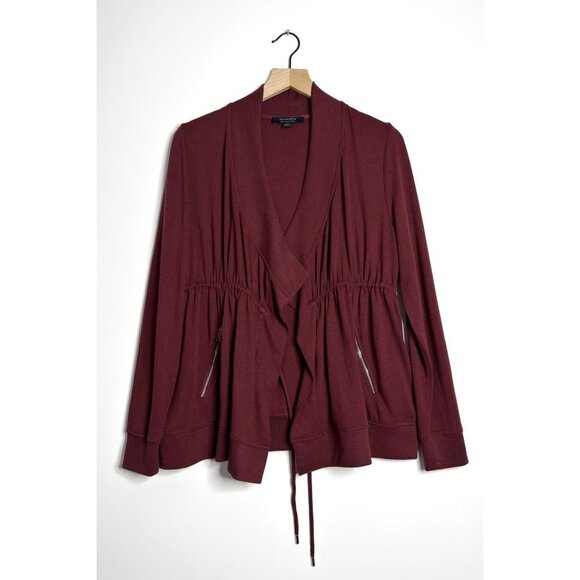 ALLSAINTS Gina Drape Jacket in Oxblood Red - Picture 1 of 9